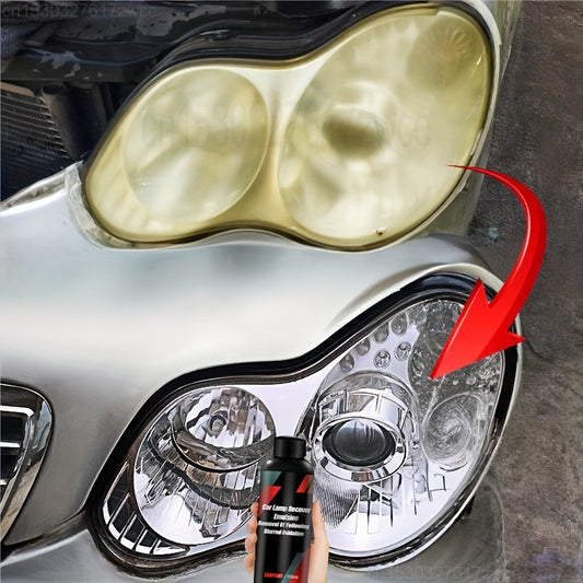 Car Headlight Restoration Kit - Quick-Fix Polish Liquid for Oxidation & Yellowing, Easy-to-Use Sponge Applicator, Enhances Night Visibility & Safety, PE Material